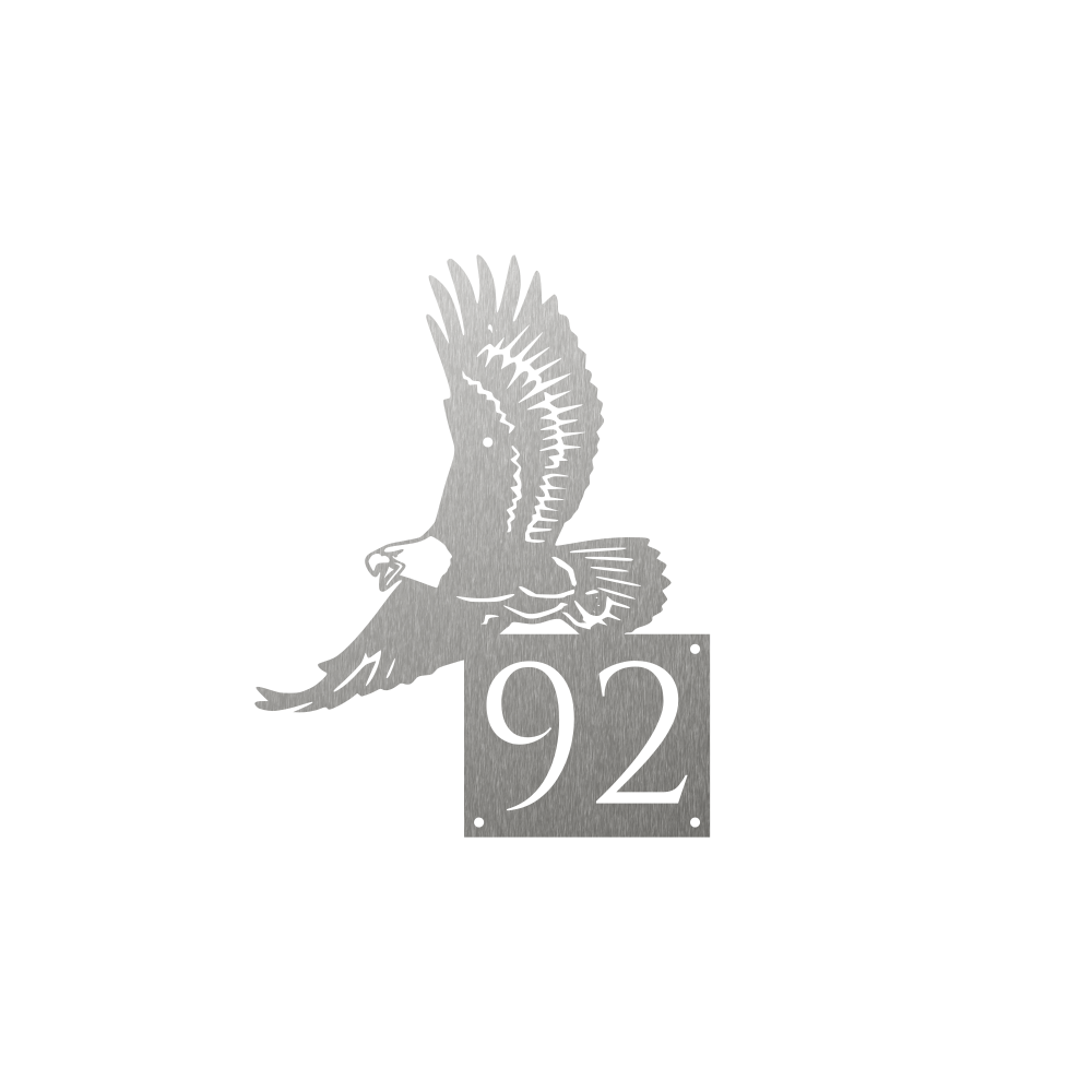 Custom metal steel house number with soaring eagle