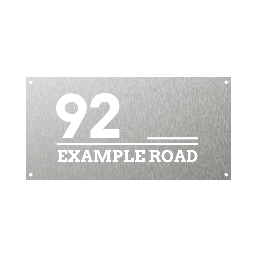 Elegant Rectangular metal steel house number with modern lines and clean design
