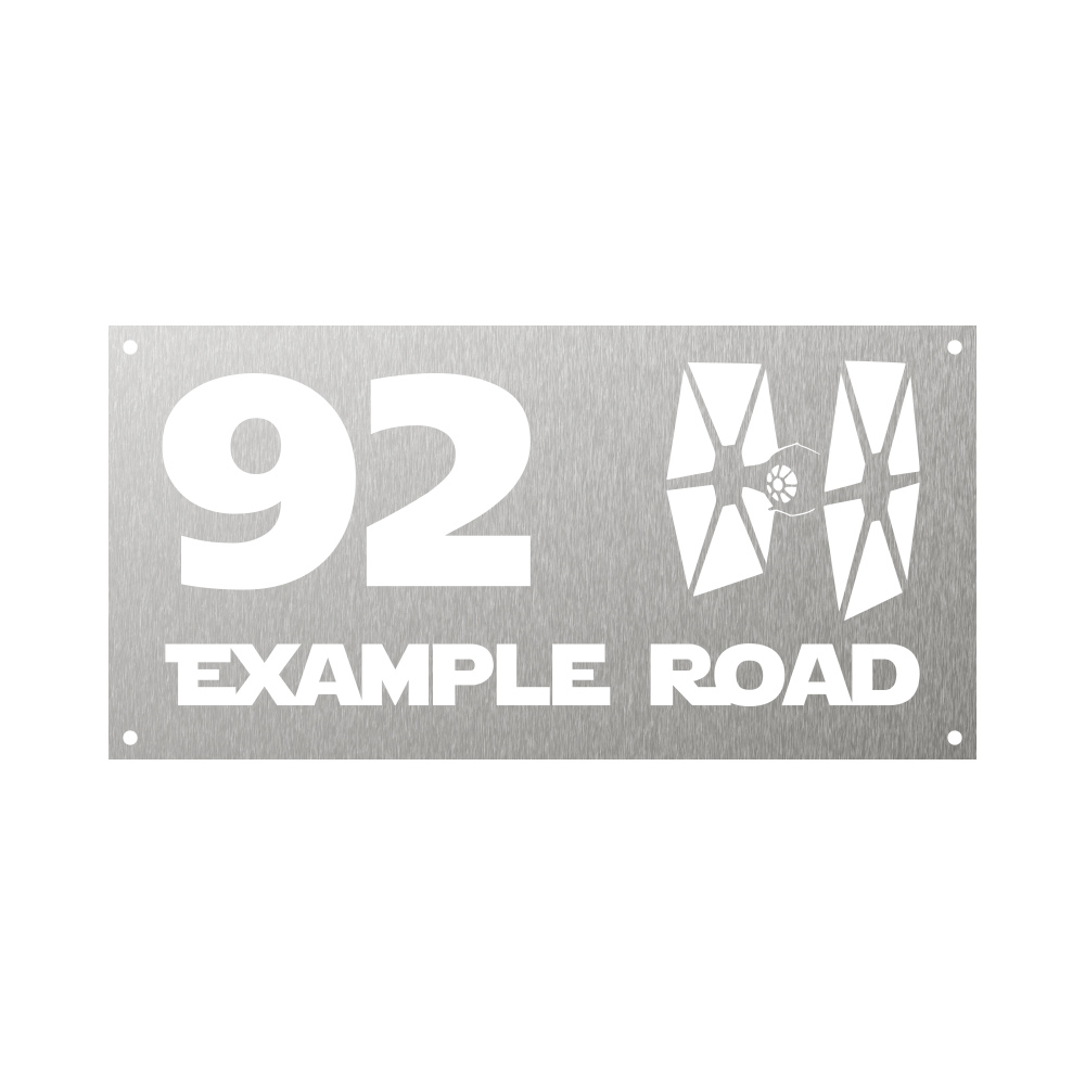 Rectangular house number with star wars tie fighter