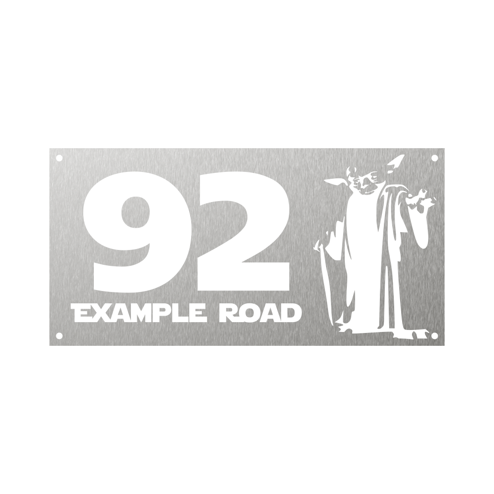 Rectangular steel house number with Yoda Star Wars Jedi