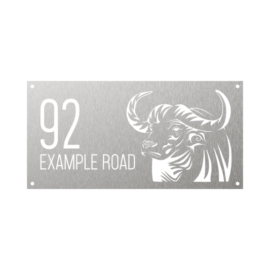 African buffalo rectangular steel house number