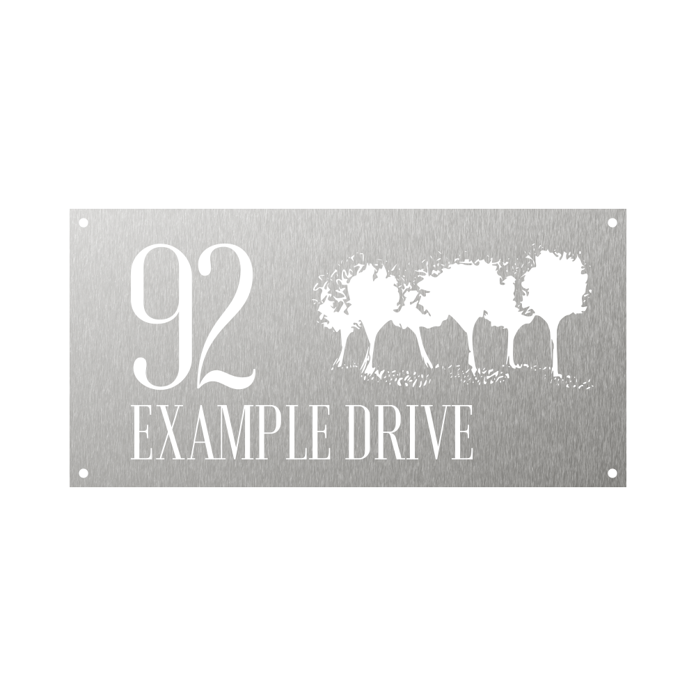 Rectangular Steel house numbers with apple trees