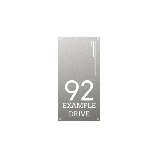 Elegant Vertical Rectangular metal steel house number with modern lines and modern design minimalistic