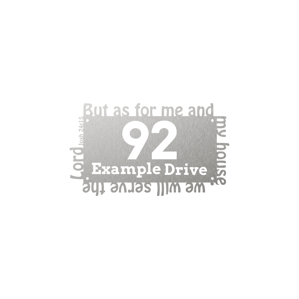 Steel house number with joshua 24:15 bible verses on edges