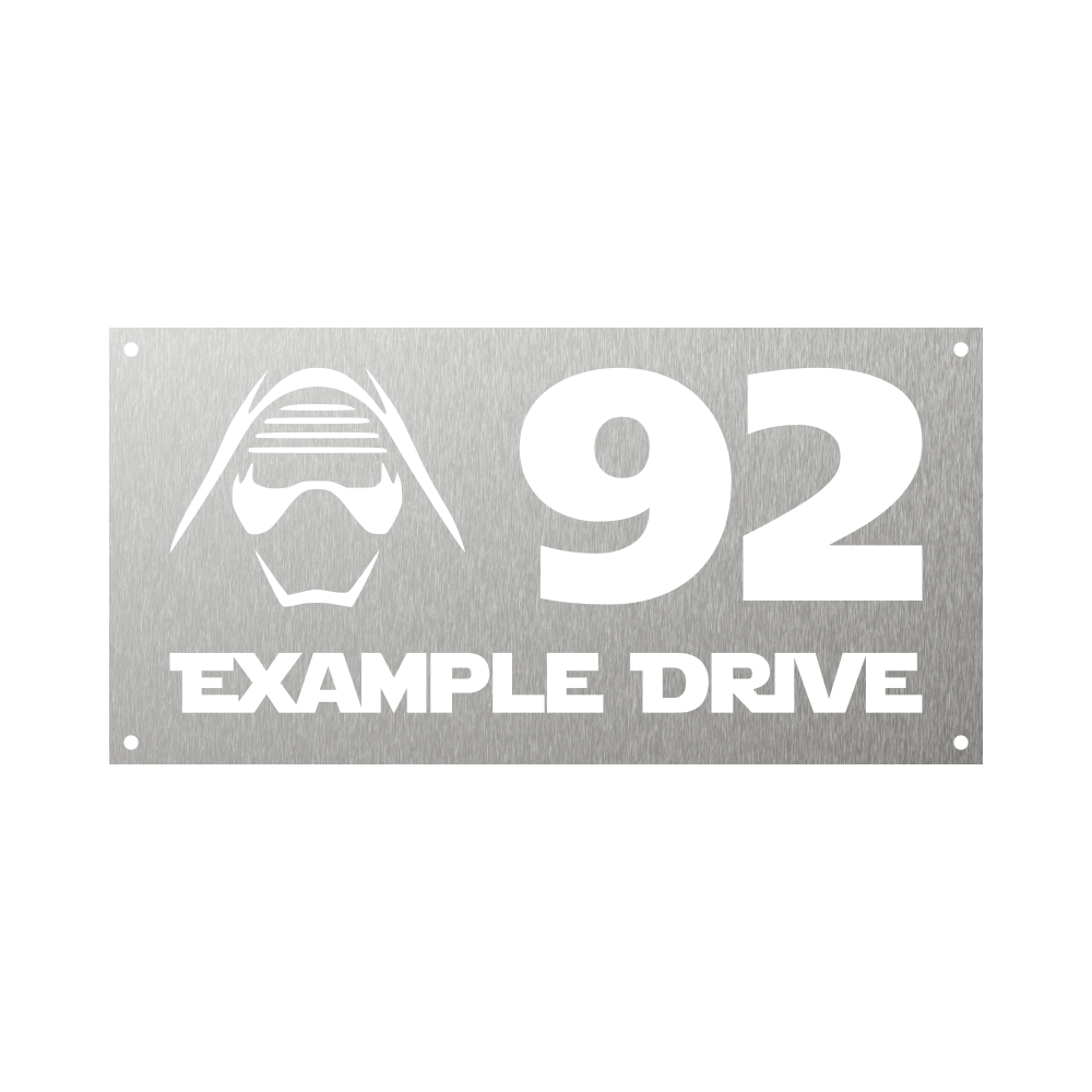 Rectangular Steel house number with kylo ren mask