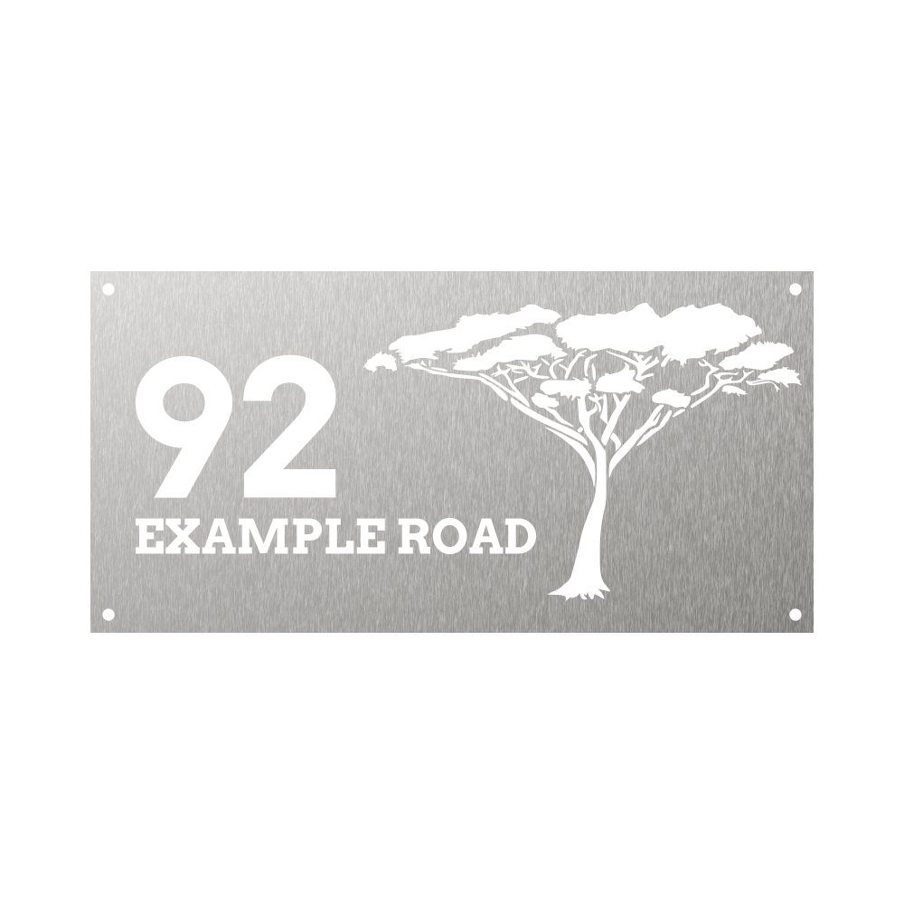 acacia tree rectangular steel house number