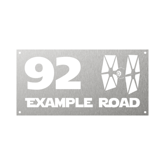 Rectangular house number with star wars tie fighter