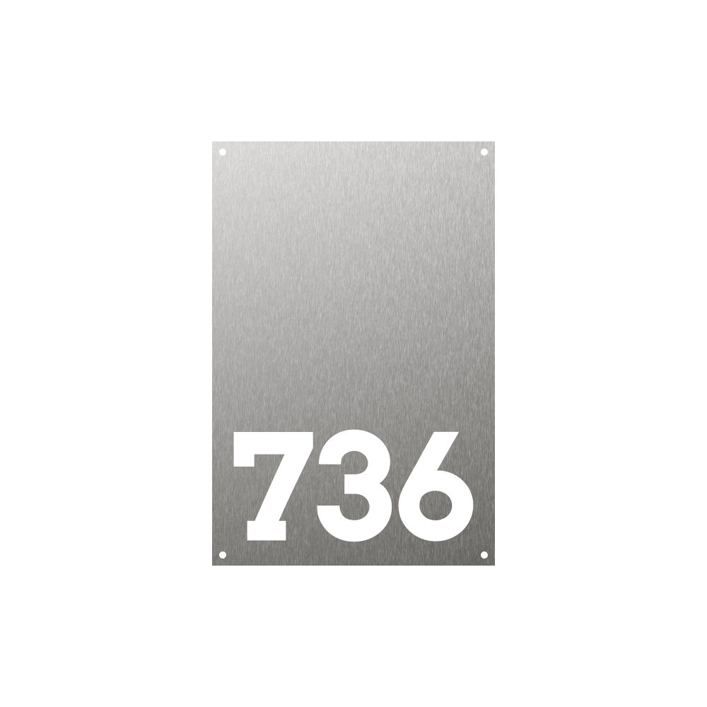 Vertical minimalistic house number with a lot of negative space