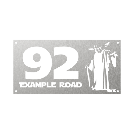 Rectangular steel house number with Yoda Star Wars Jedi
